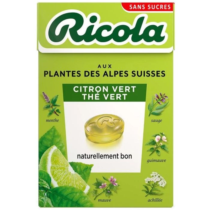 Ricola Citron Vert Thé Vert Bonbons Sans Sucres 50g