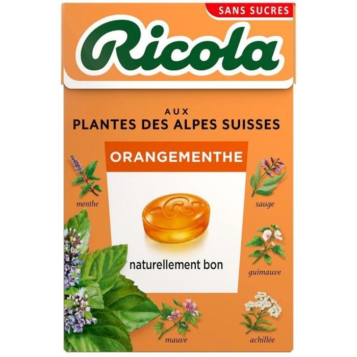 Ricola Orange Menthe Bonbons Sans Sucres 50g