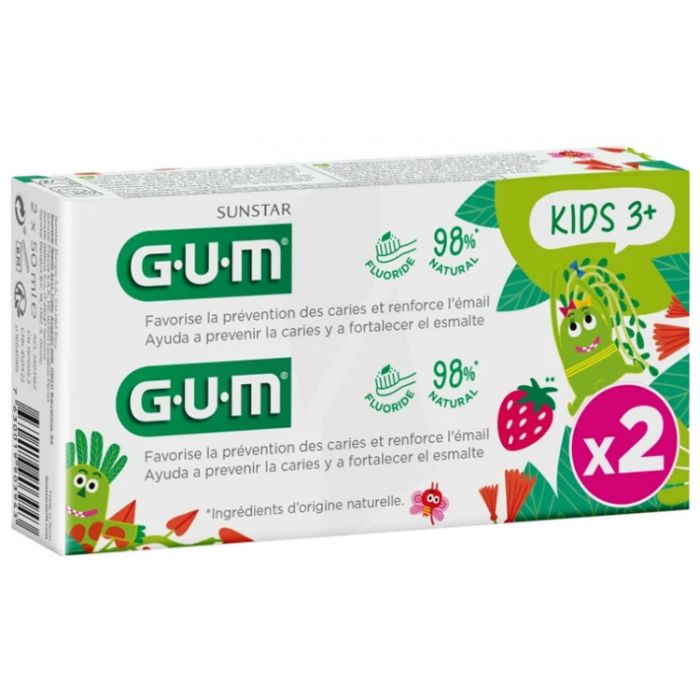 GUM Kids Gel Dentifrice 2-6 ans Fraise - 2x50ml