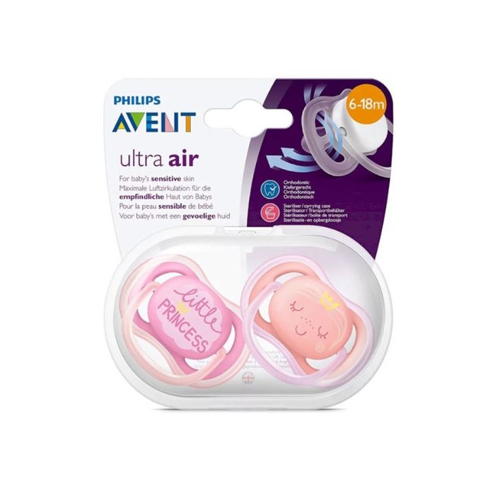 Avent Sucette Ultra Air 6-18 mois modele Hello Princesse x2