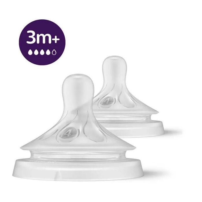 Avent Natural Response Tetine Silicone Debit 4 - 3mois x2