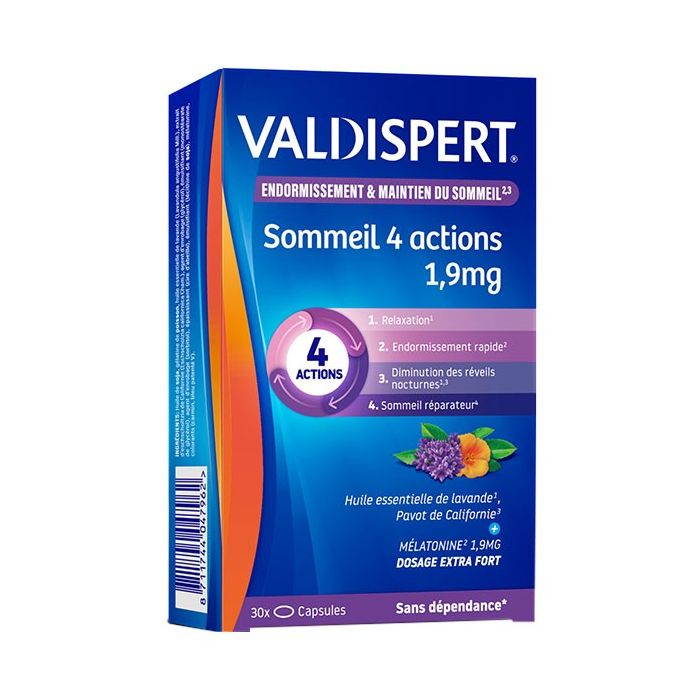 Valdispert Sommeil melatonine 1.9 mg 4 actions 30 capsules