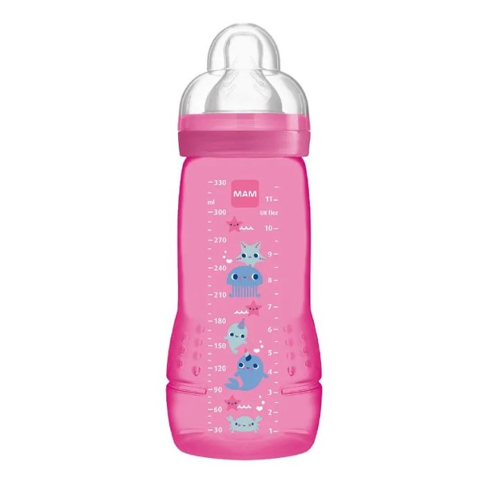 MAM Biberon Easy Active 330ml rose 4+mois